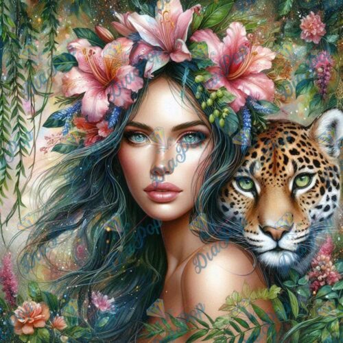 Bellarellas_Ai_Art - Die Waldnymphe und ihr Leopard