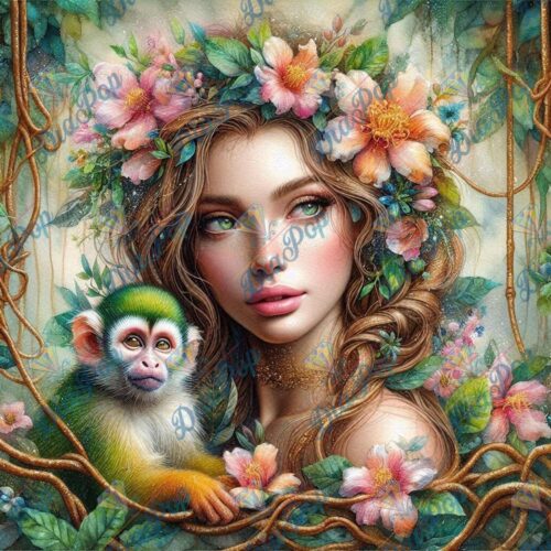 Bellarellas_Ai_Art - Die Dschungelprinzessin und ihr Äffchen
