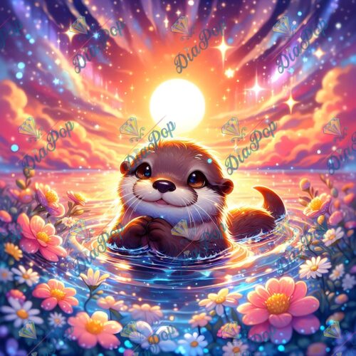 Tinkerangie - Der kleine Otter im Sonnenuntergang - 50x50cm - Full Fairy Dust