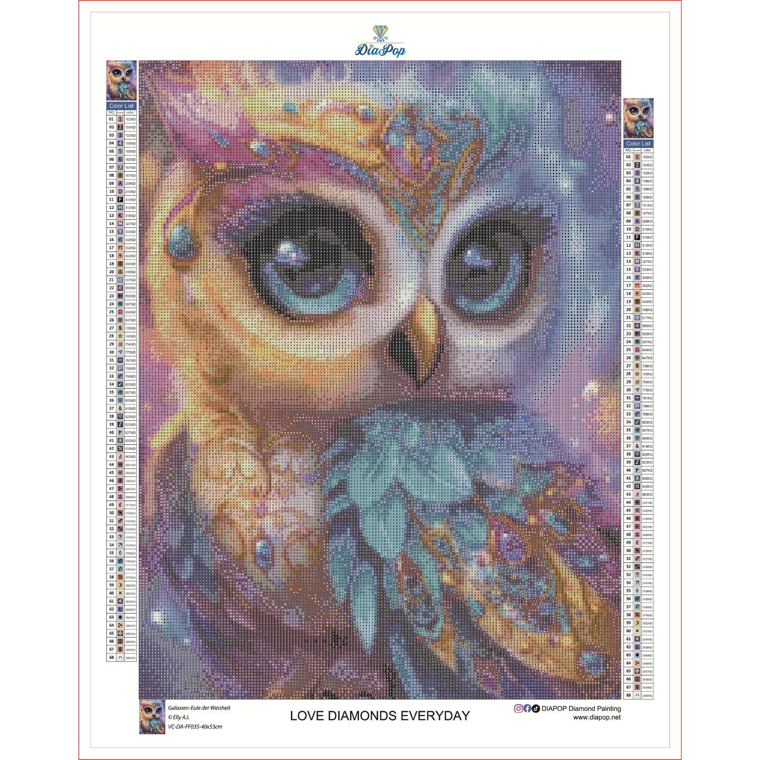 Elly A.I - Galaxien-Eule der Weisheit - 40x53cm - Full Fairy Dust – Bild 3