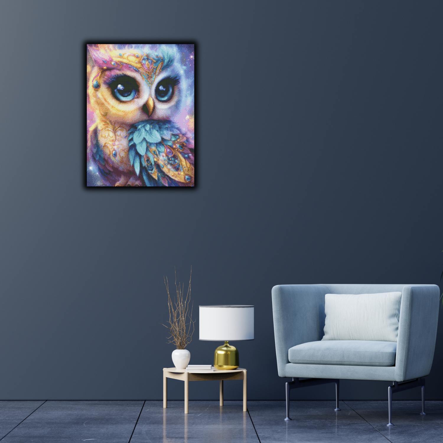 Elly A.I - Galaxien-Eule der Weisheit - 40x53cm - Full Fairy Dust – Bild 4