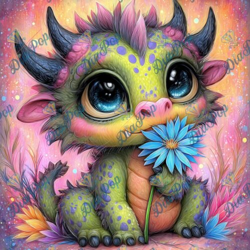 _sweet_loco_ai - Niedliches Drachenbaby mit Blume