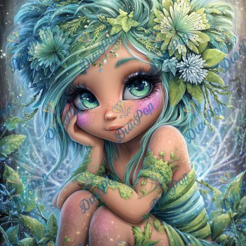 _sweet_loco_ai - Zauberhafte Blumen-Waldfee mit grünen Augen