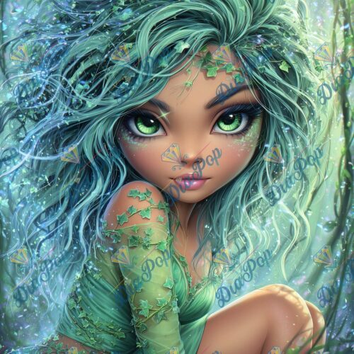 _sweet_loco_ai - Grüne Waldfee mit Efeu & smaragdgrünen Augen