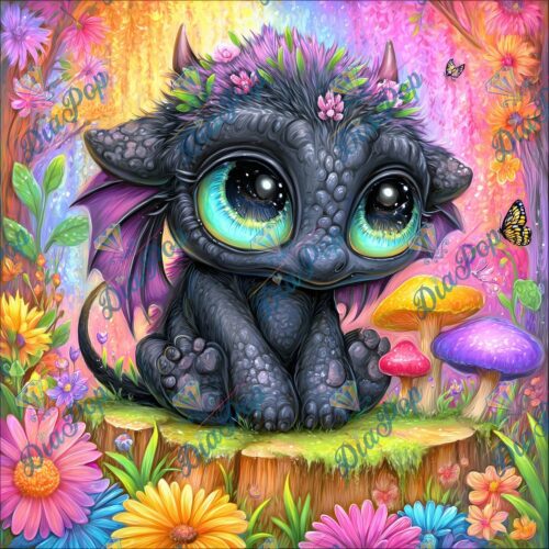 _sweet_loco_ai - Niedlicher Baby-Drache im Blumenwald