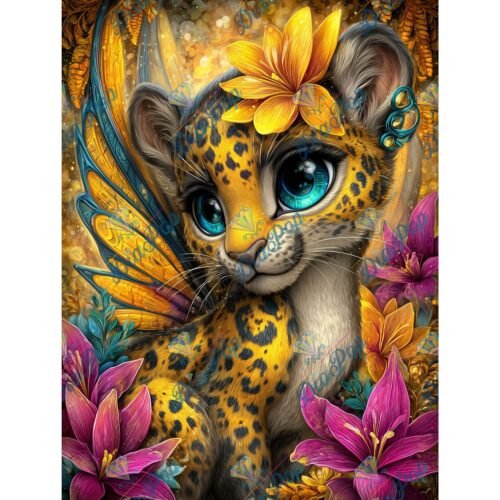 _sweet_loco_ai - Magisches Leopardenbaby mit Blumen & Flügeln