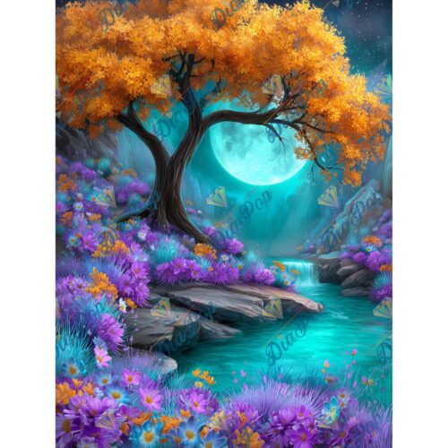 _sweet_loco_ai - Magische Mondlandschaft mit Herbstbaum