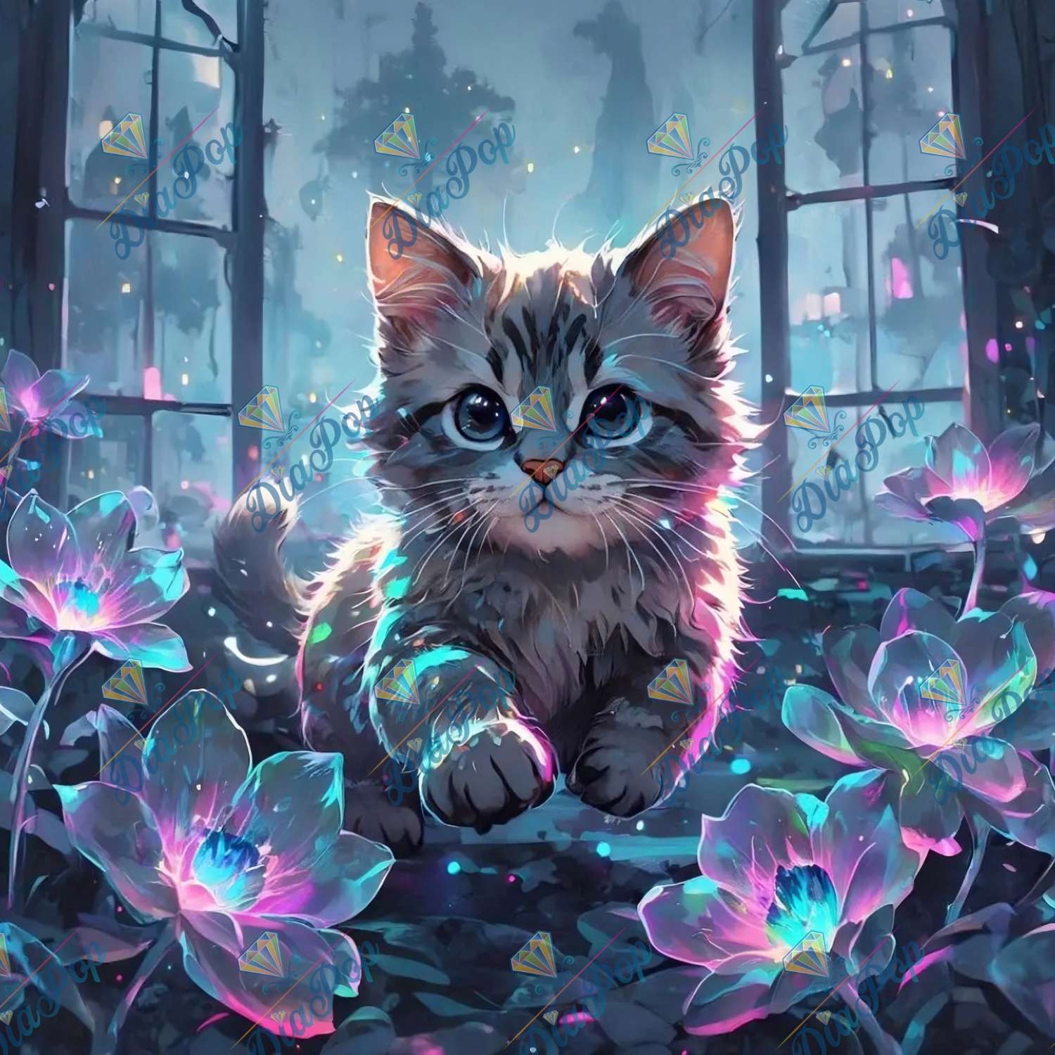 Tiki Diamonds - Kätzchen im Mondblumenlicht