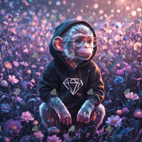 Tiki Diamonds - Diamant-Affe im Blütenlicht