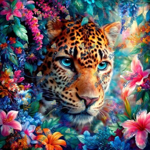 DIAPOP - Leopard im Paradiesgarten - 50x50cm - Full Fairy Dust