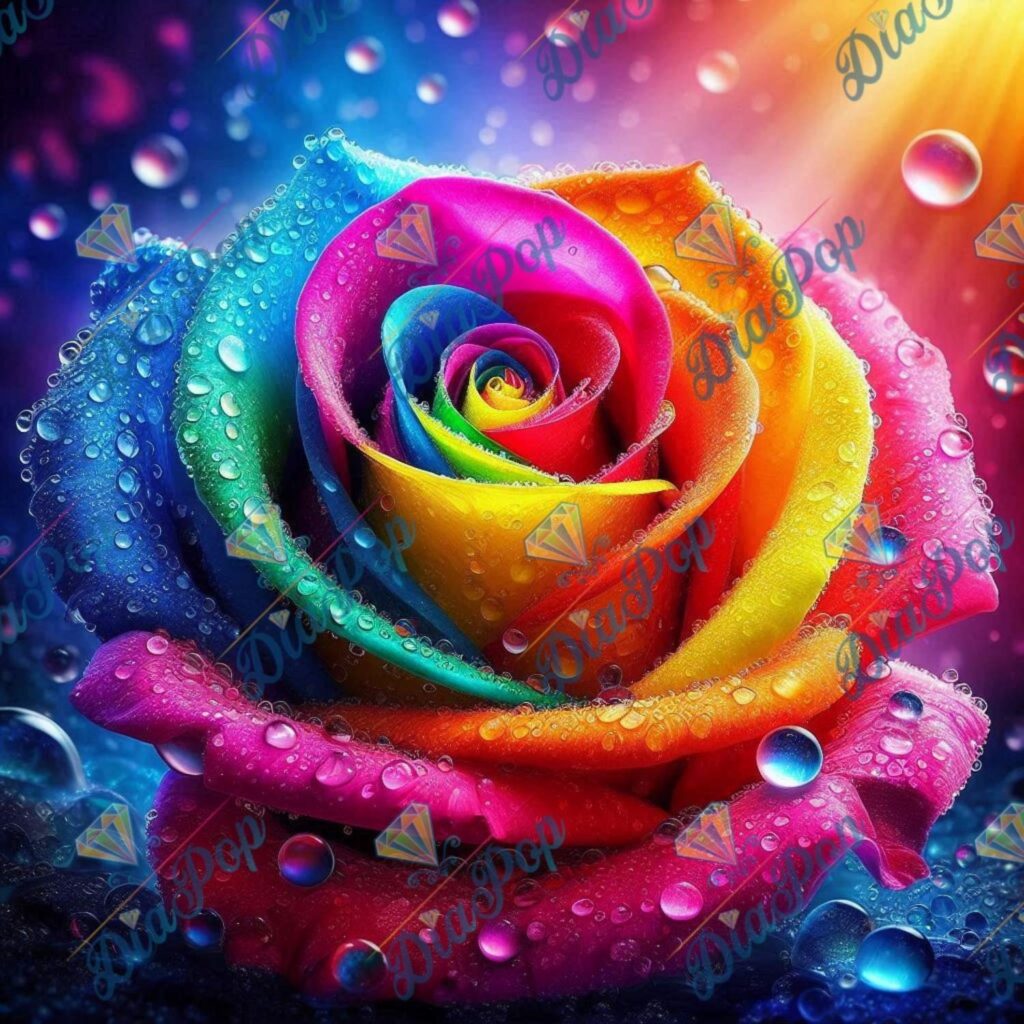 DIAPOP - Regenbogen Rose - 50x50cm - Full Fairy Dust