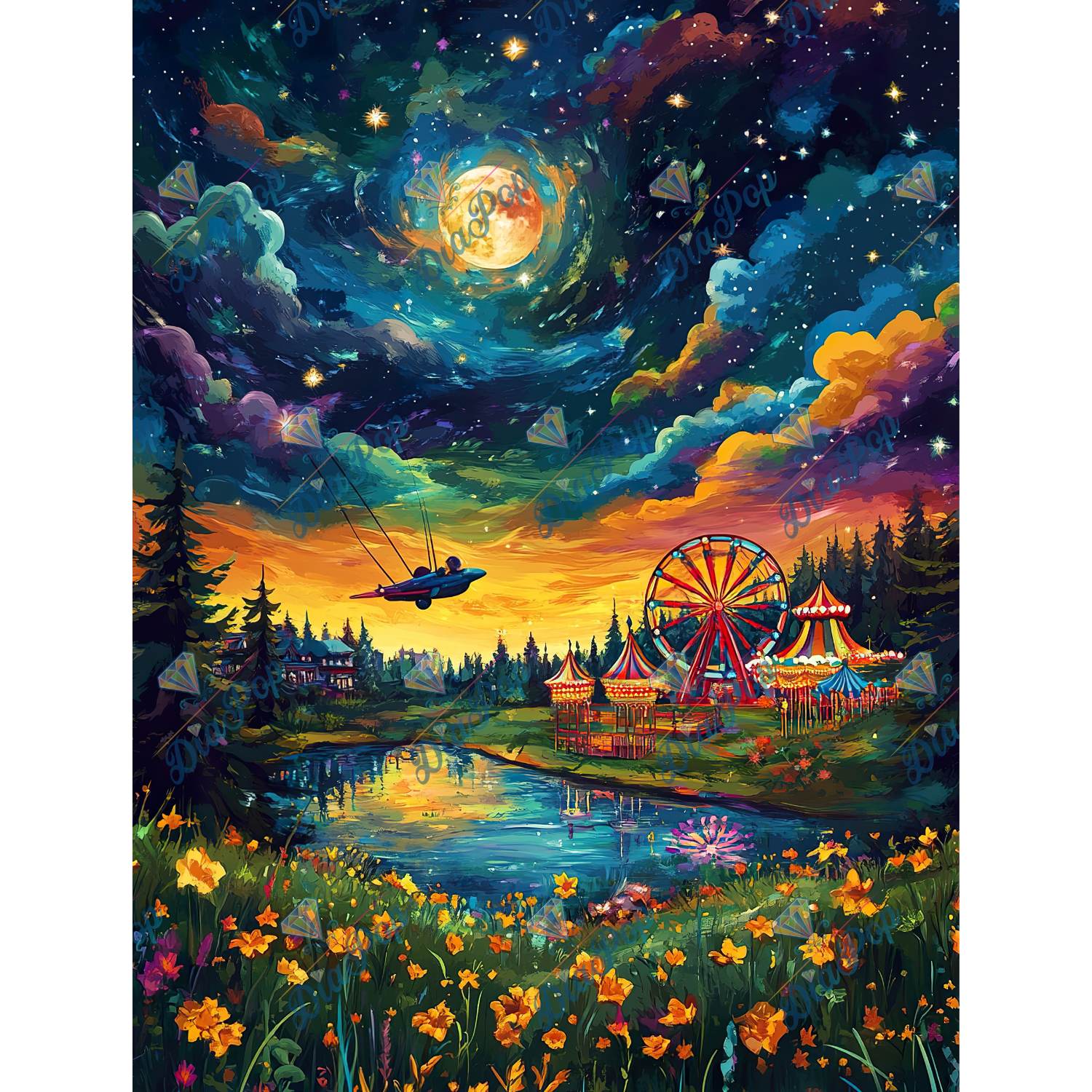 Diamond Painting Nighttime Scene