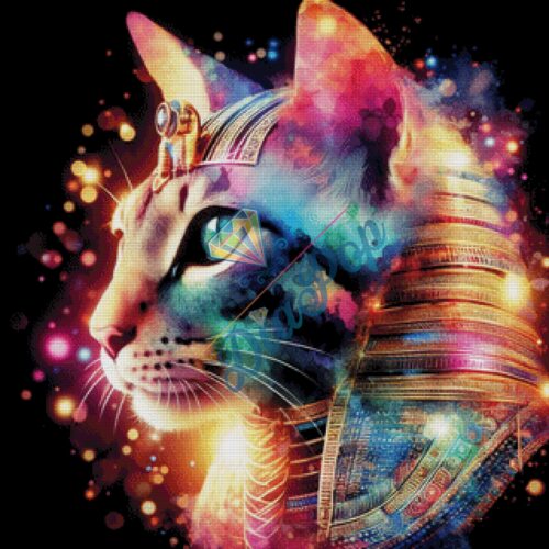 Diamant Painting XXL Misses-x - Ägyptische Katze – detailreiches Fantasy Bild mit vielen Farben