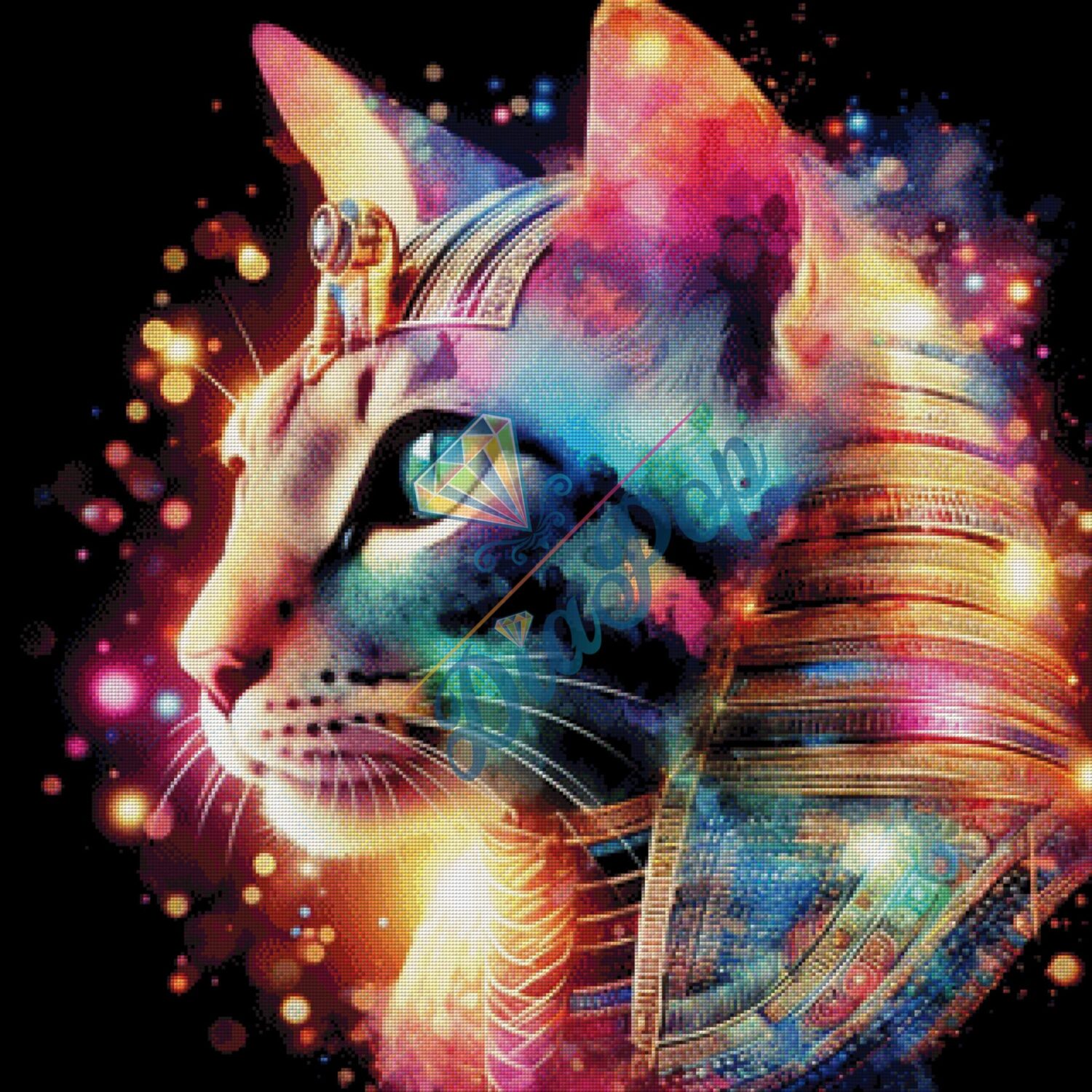 Diamant Painting XXL Misses-x - Ägyptische Katze – detailreiches Fantasy Bild mit vielen Farben