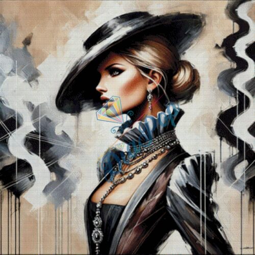 Diamant Painting XXL Misses-x - Elegante Dame mit Hut – detailreiches Fantasy Bild mit vielen Farben