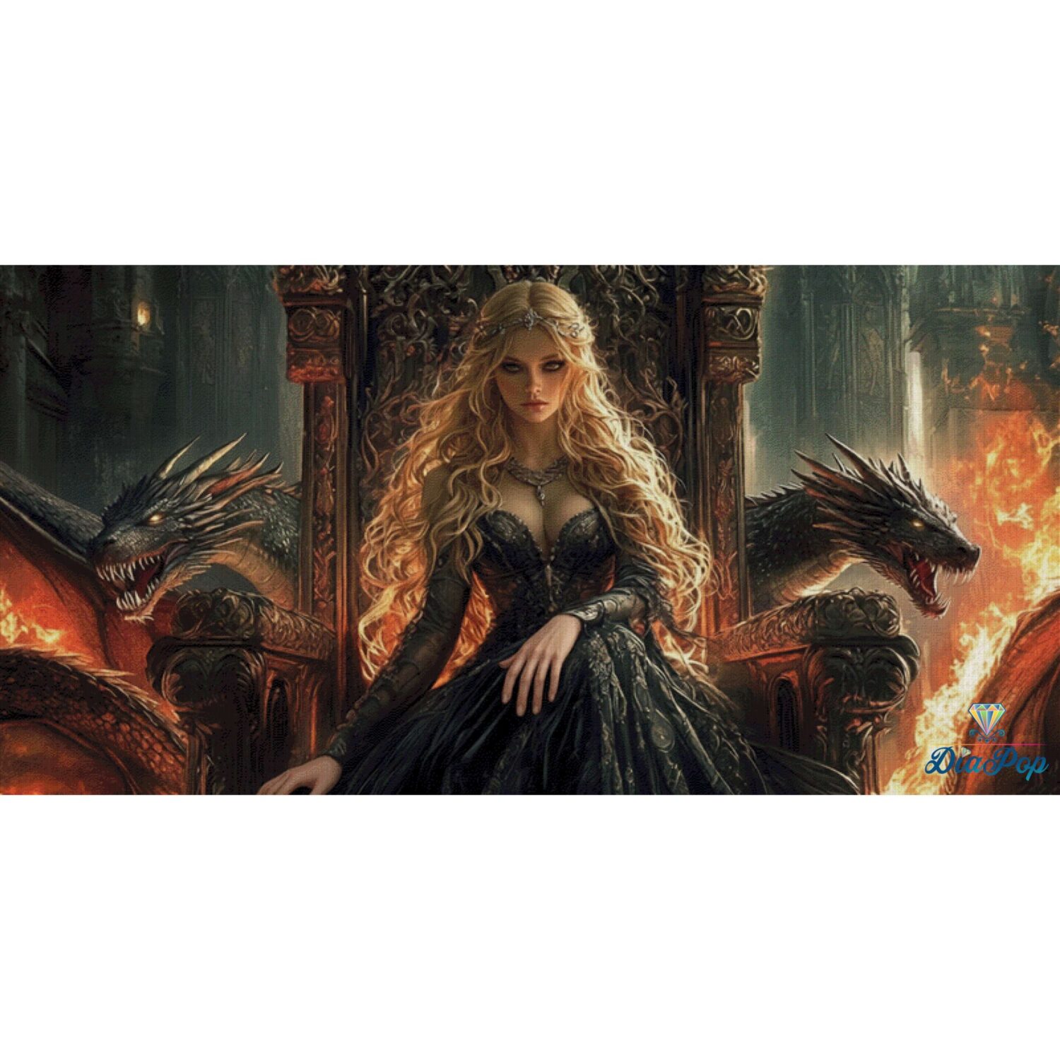 Großes Diamond Painting Dragon Queen mit vielen Farben