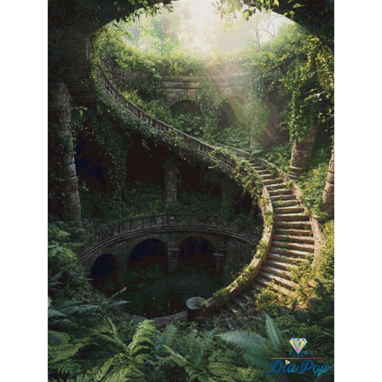 Großes Diamond Painting Lost Stairs mit vielen Farben