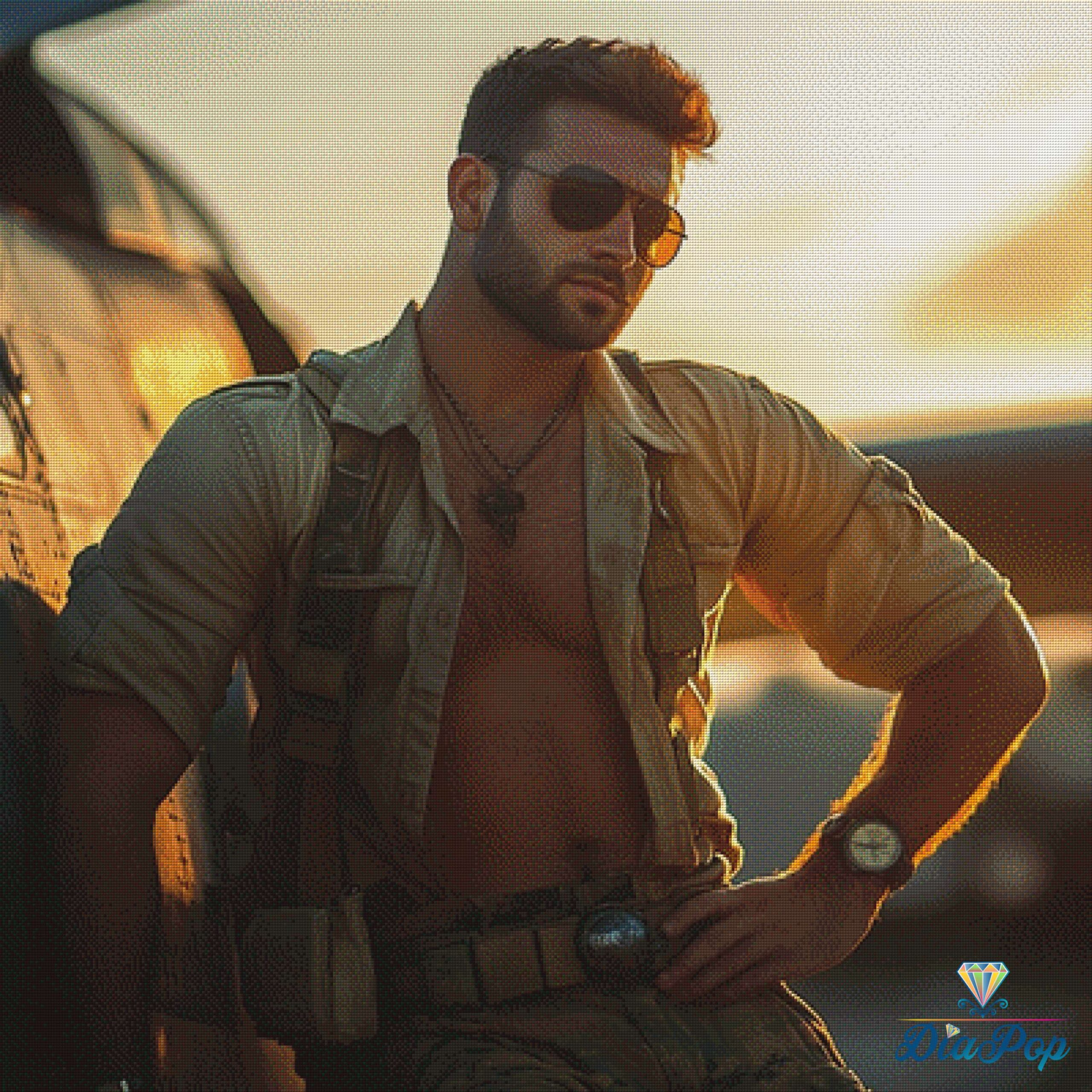 Großes Diamond Painting Vintage Pilot mit vielen Farben