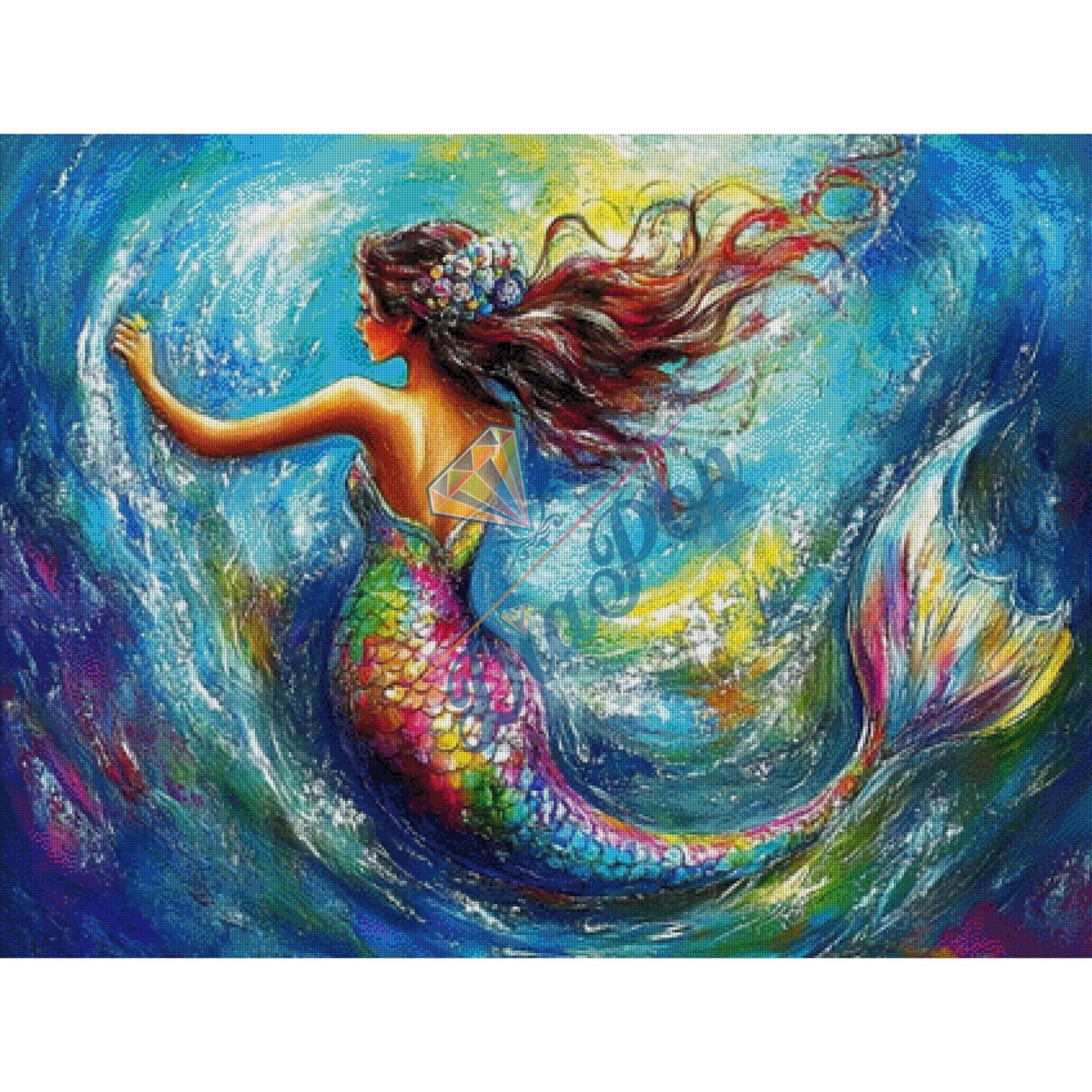 Diamond Painting XXL - Radio Painter Susi - Farbenmeer – Meerjungfrau - 80x106cm - 396 Farben