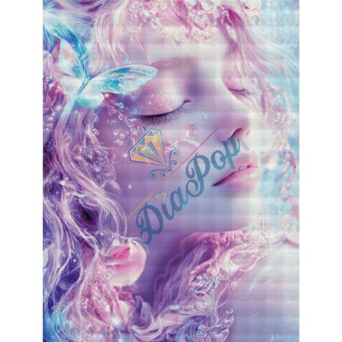 Zarte Fee mit Schmetterling und Pastellfarben im Fantasy Diamond Painting Stil