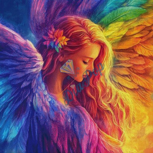 Diamond Painting XXL - Radio Painter Susi - Regenbogen Engel - 80x80cm - 324 Farben