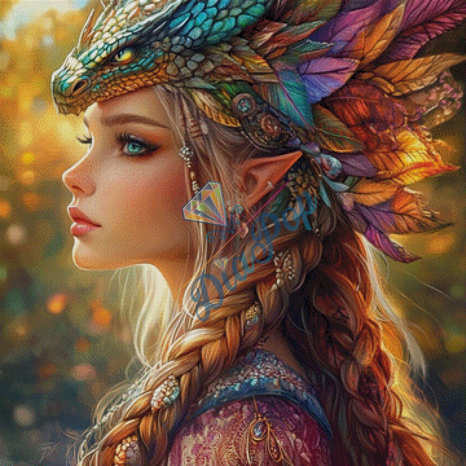 Diamond Painting XXL - Radio Painter Susi - Herbst Drachenkriegerin - 90x90cm - 311 Farben