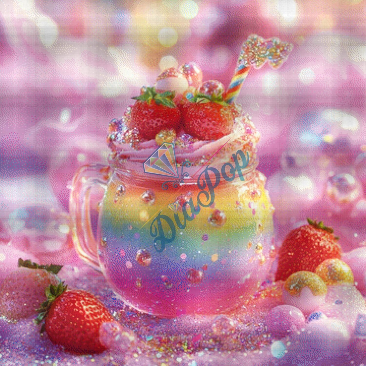 Diamond Painting XXL - Radio Painter Susi - Rainbow Erdbeer Dessert - 90x90cm - 315 Farben