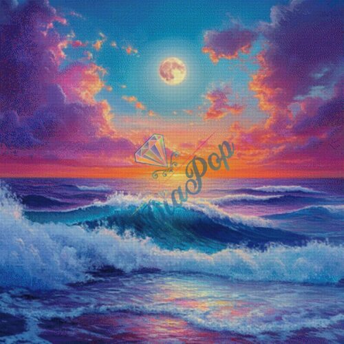 Diamond Painting Groß - Radio Painter Susi - Magischer Sonnenuntergang am Meer - 100x100cm - 213 Farben