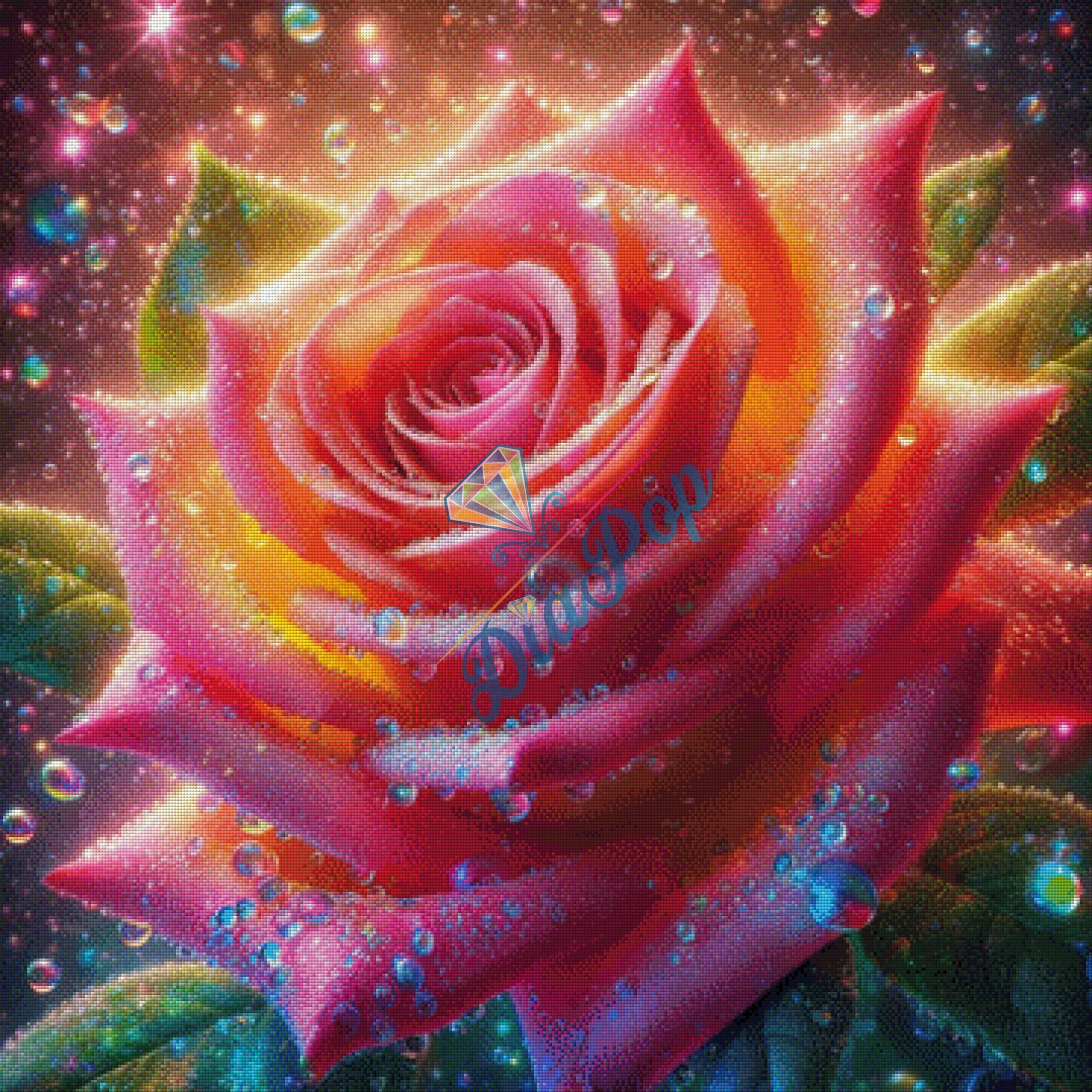 Diamond Painting Groß - Misses-x - Glühende Zauberrose - 90x90cm - 417 Farben