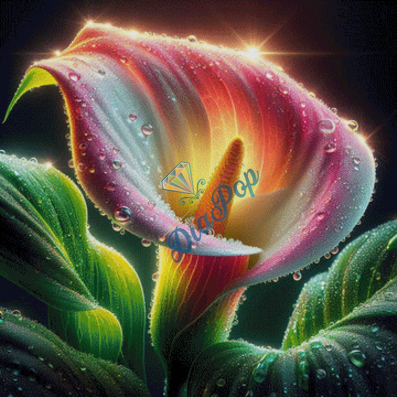 Diamond Painting Groß - Misses-x - Leuchtende Calla Blume - 90x90cm - 374 Farben