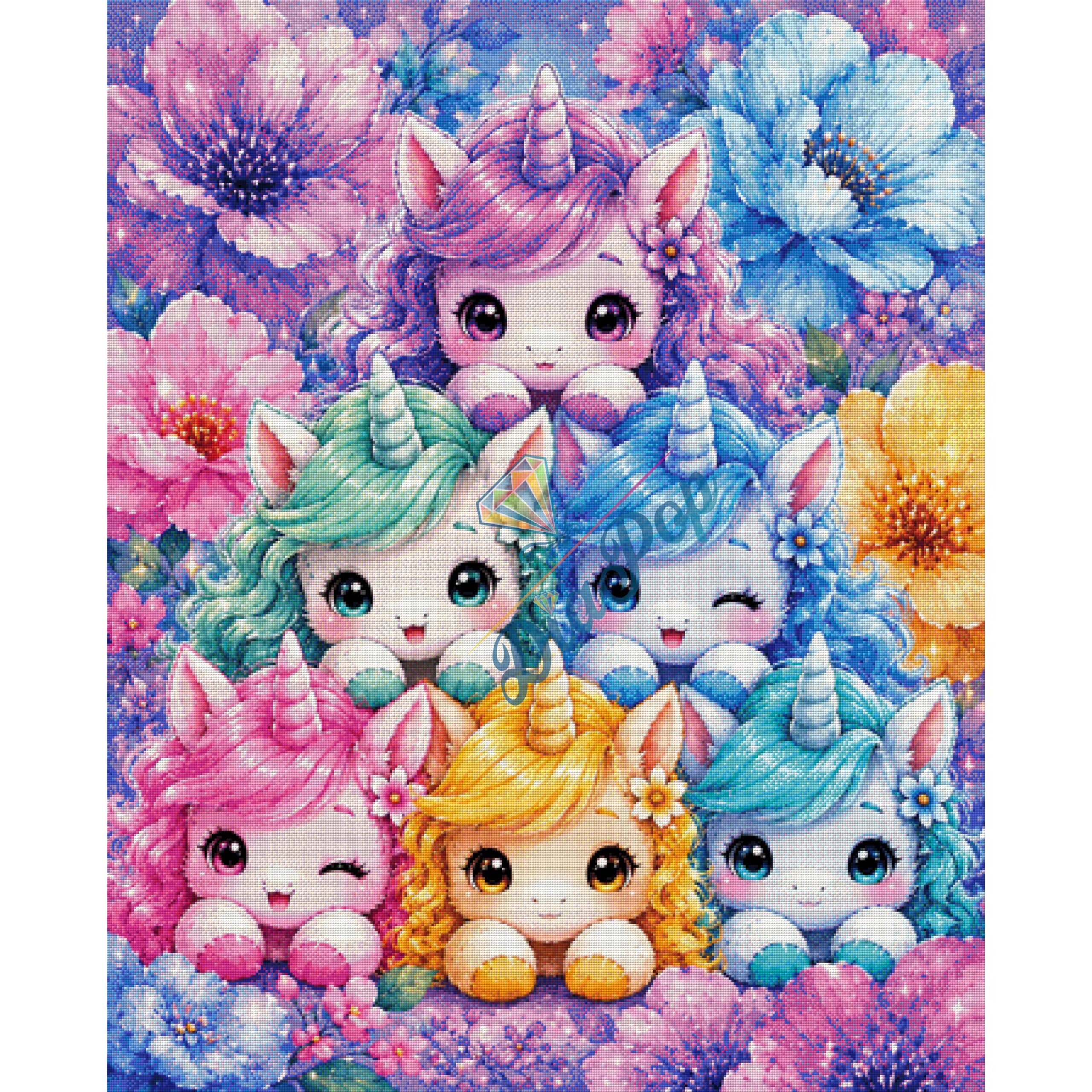 Diamond Painting - Tiki Diamonds - Pastell Einhorn Freunde - 90x112cm - 371 Farben