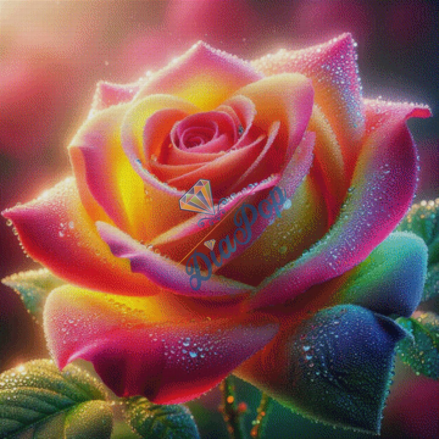 Diamond Painting Groß - Misses-x - Regenbogen Rose - 90x90cm - 419 Farben