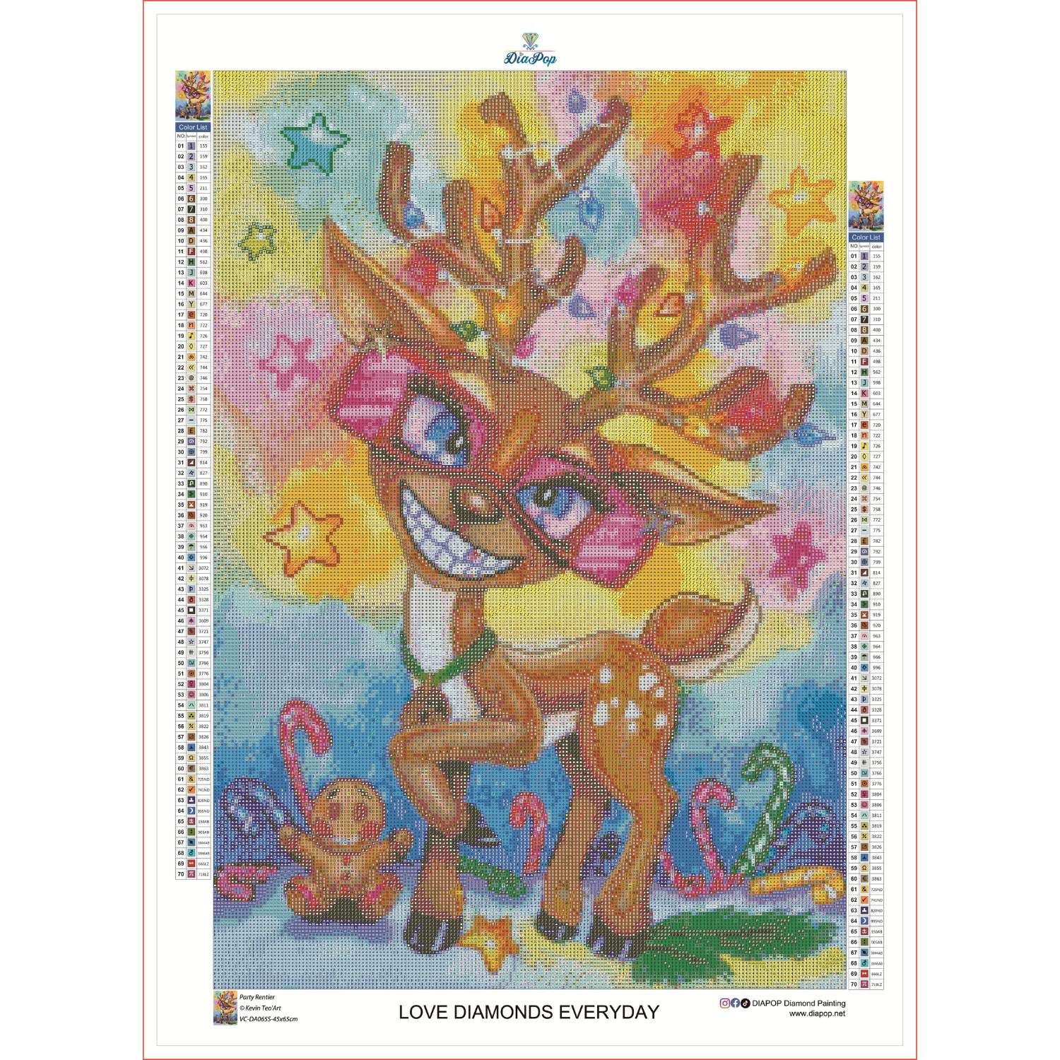 Kevin Teo’Art - Party Rentier - 45x65cm - Eckige Harzsteine – Bild 3