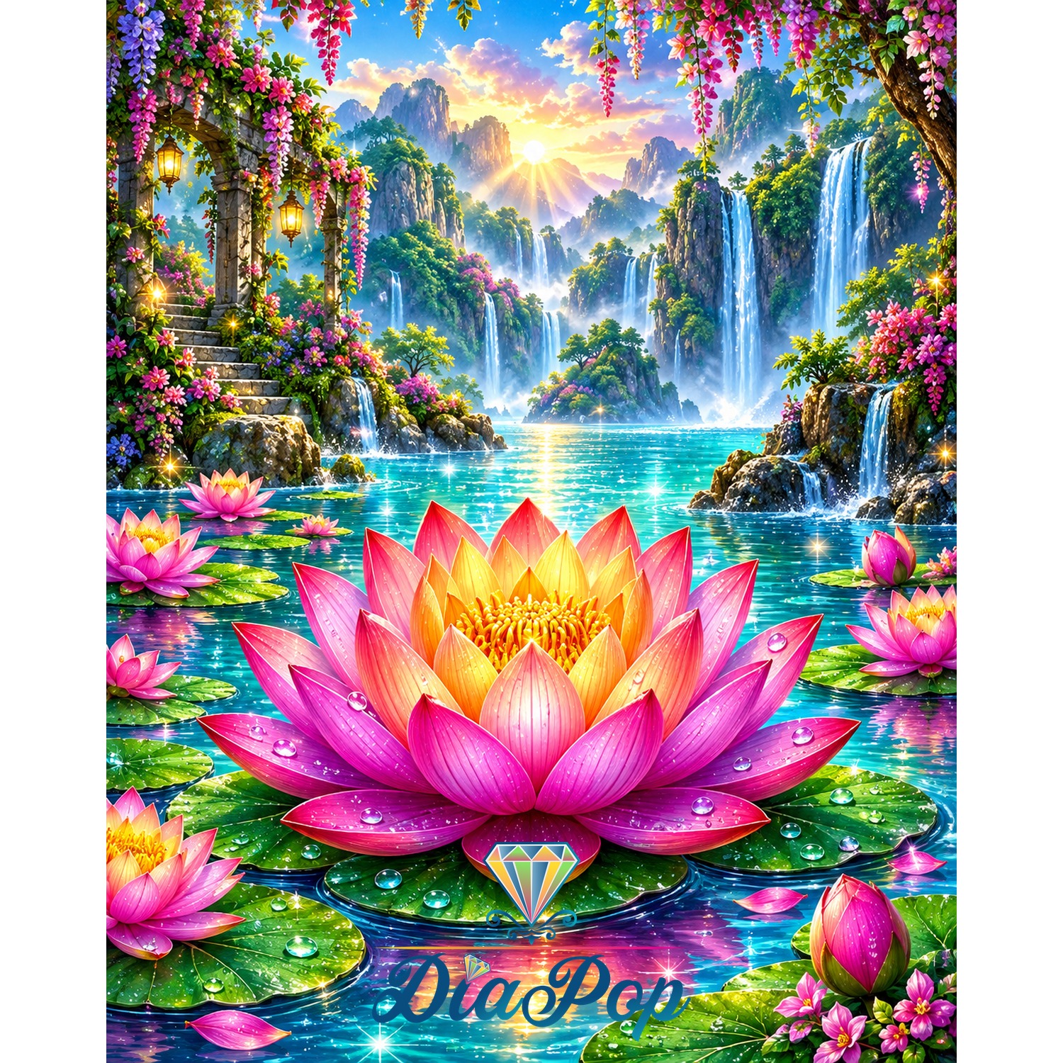 DIAPOP ai - Lotuszauber am Wasserfall