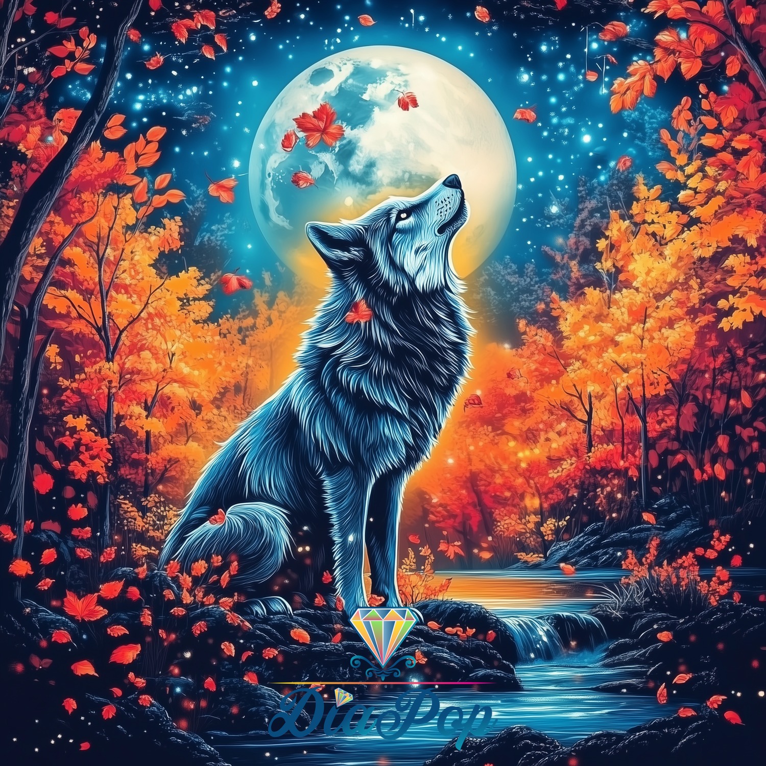 DIAPOP ai - Mondwolf im Herbstzauber
