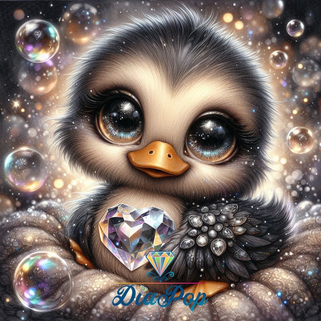 Diamond Painting - Tinkerangie - Pinguinküken mit Kristallherz [Digital]