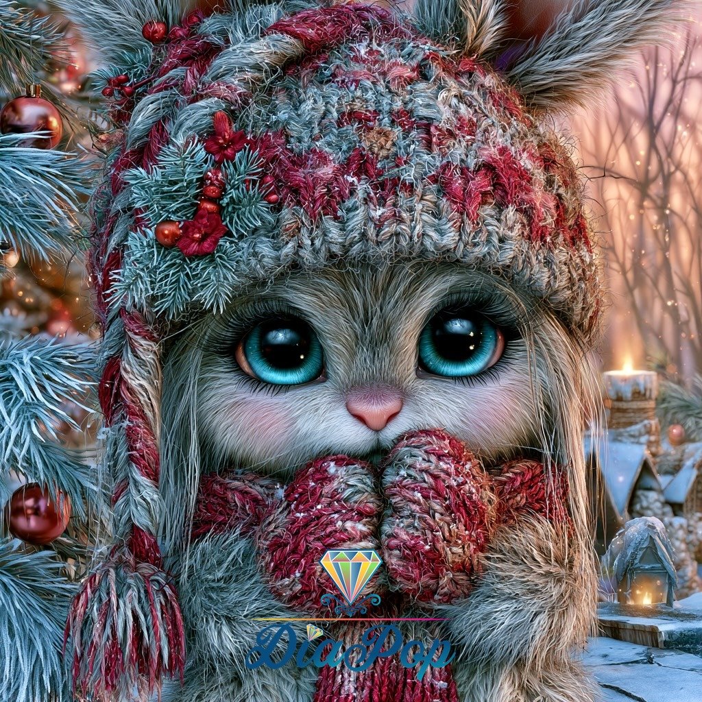 Diamond Painting - Elly_A.I - Winterzauber Kuschelhäschen [Digital]