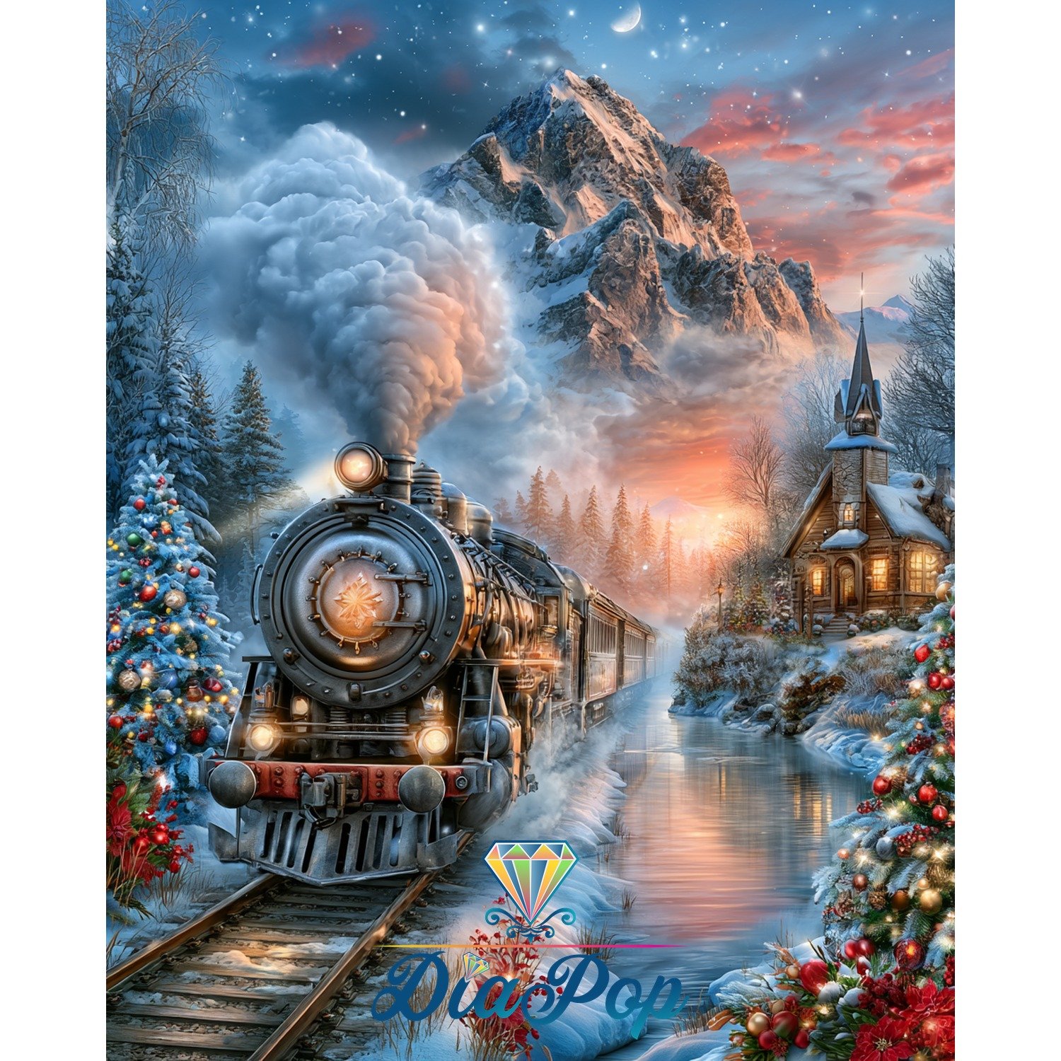 Diamond Painting - Elly_A.I - Weihnachtszauber auf Schienen [Digital]