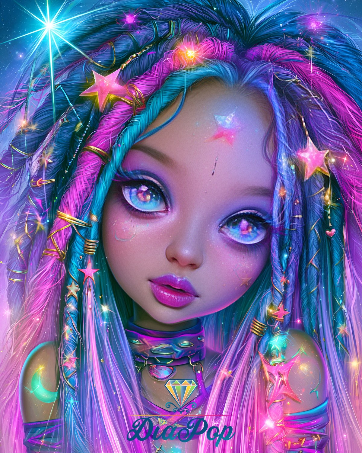 Diamond Painting - Shiny Unicorn - Galaktische Sternenprinzessin [Digital]