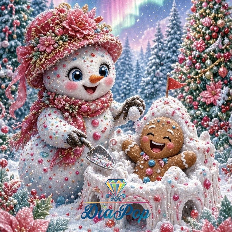 Diamond Painting - Elly_A.I - Schneemann und Lebkuchenzauber 2 [Digital]