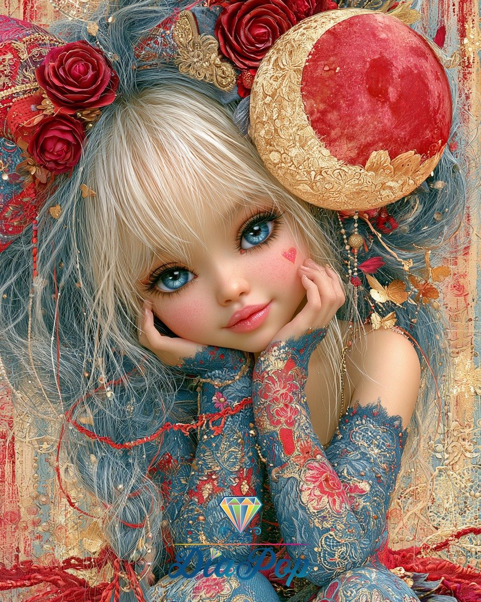 Diamond Painting - Elly_A.I - Rosenzauber am Goldmond [Digital]