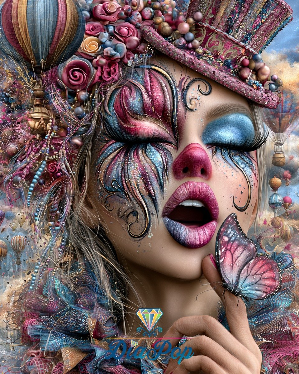 Diamond Painting - Elly_A.I - Schmetterlingskuss im Glitzerkarneval [Digital]