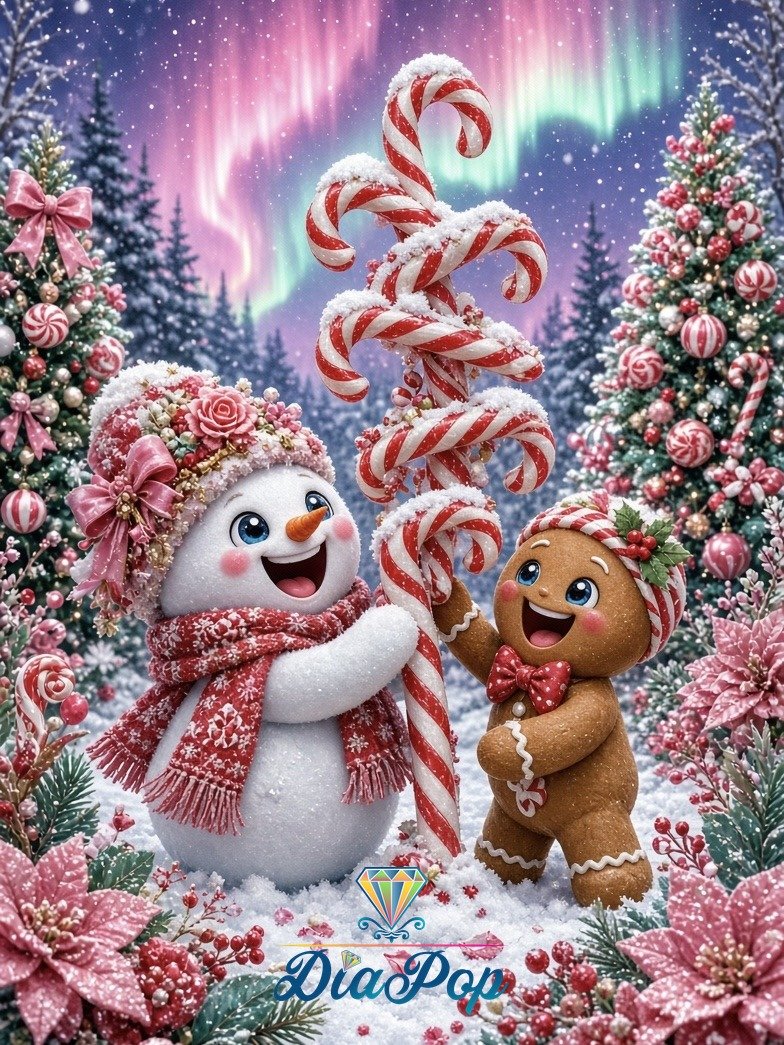 Diamond Painting - Elly_A.I - Zuckerstangenzauber im Winterwald [Digital]