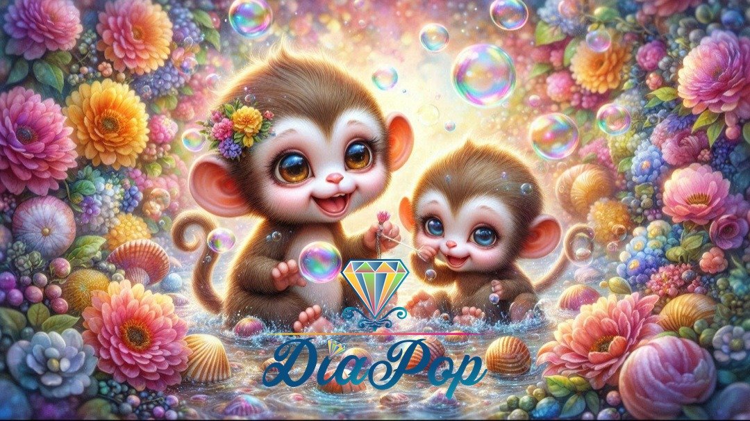 Diamond Painting - Tinkerangie - Seifenblasenzauber der Äffchen [Digital]