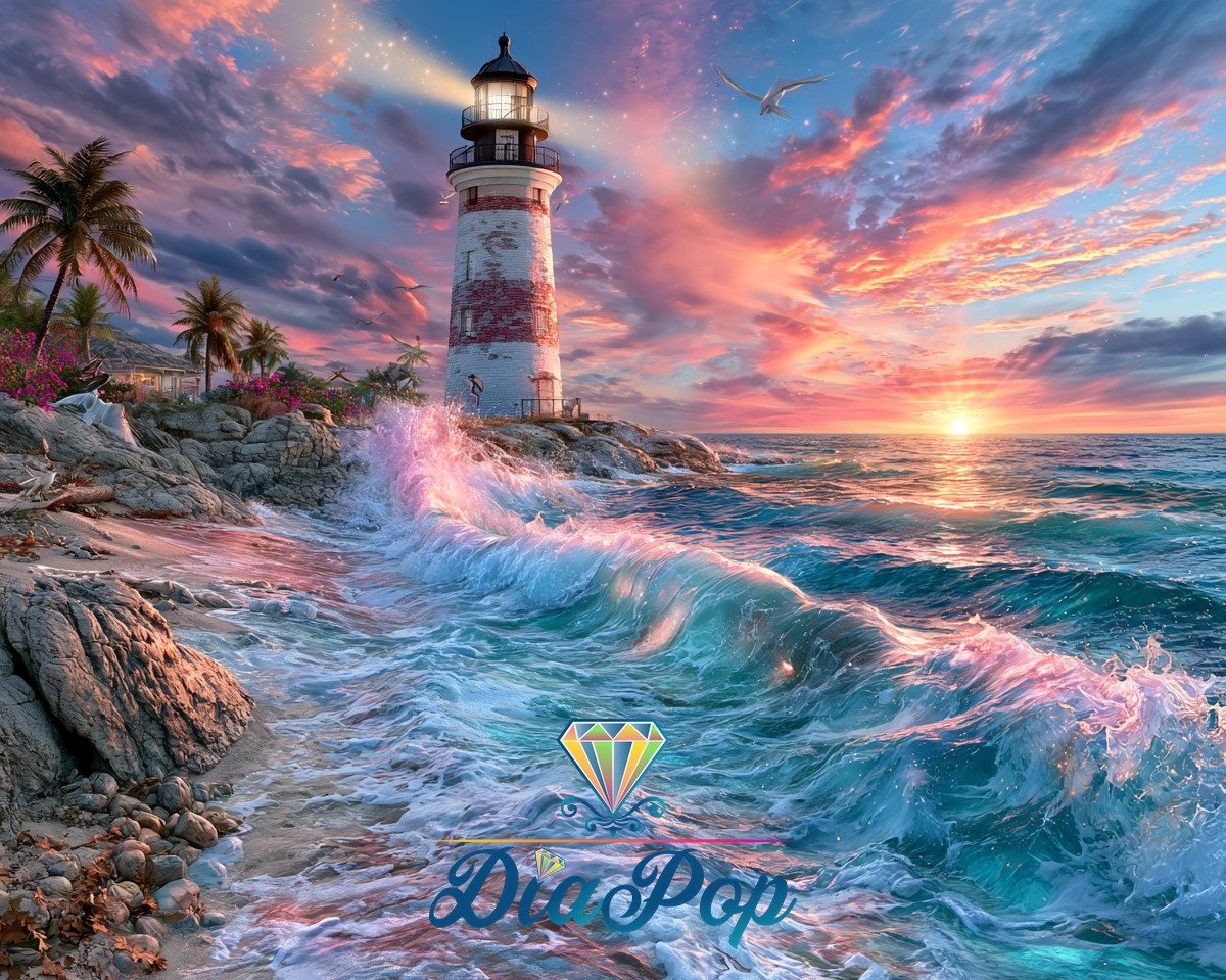 Diamond Painting - Elly_A.I - Zauberwellen am Leuchtturm [Digital]