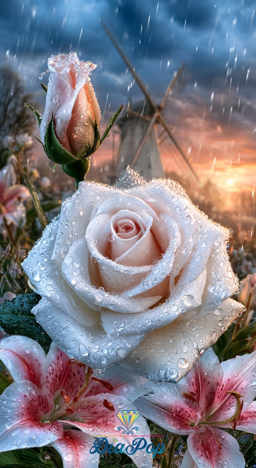 Diamond Painting - Elly_A.I - Rosenglanz im Abendregen [Digital]