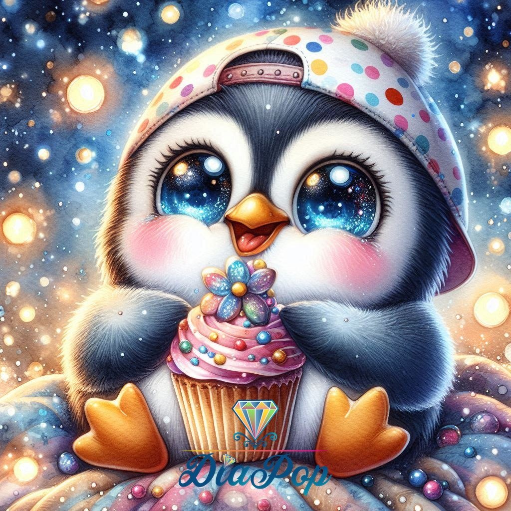 Diamond Painting - Tinkerangie - Sternenzaubernder Cupcake-Pinguin [Digital]