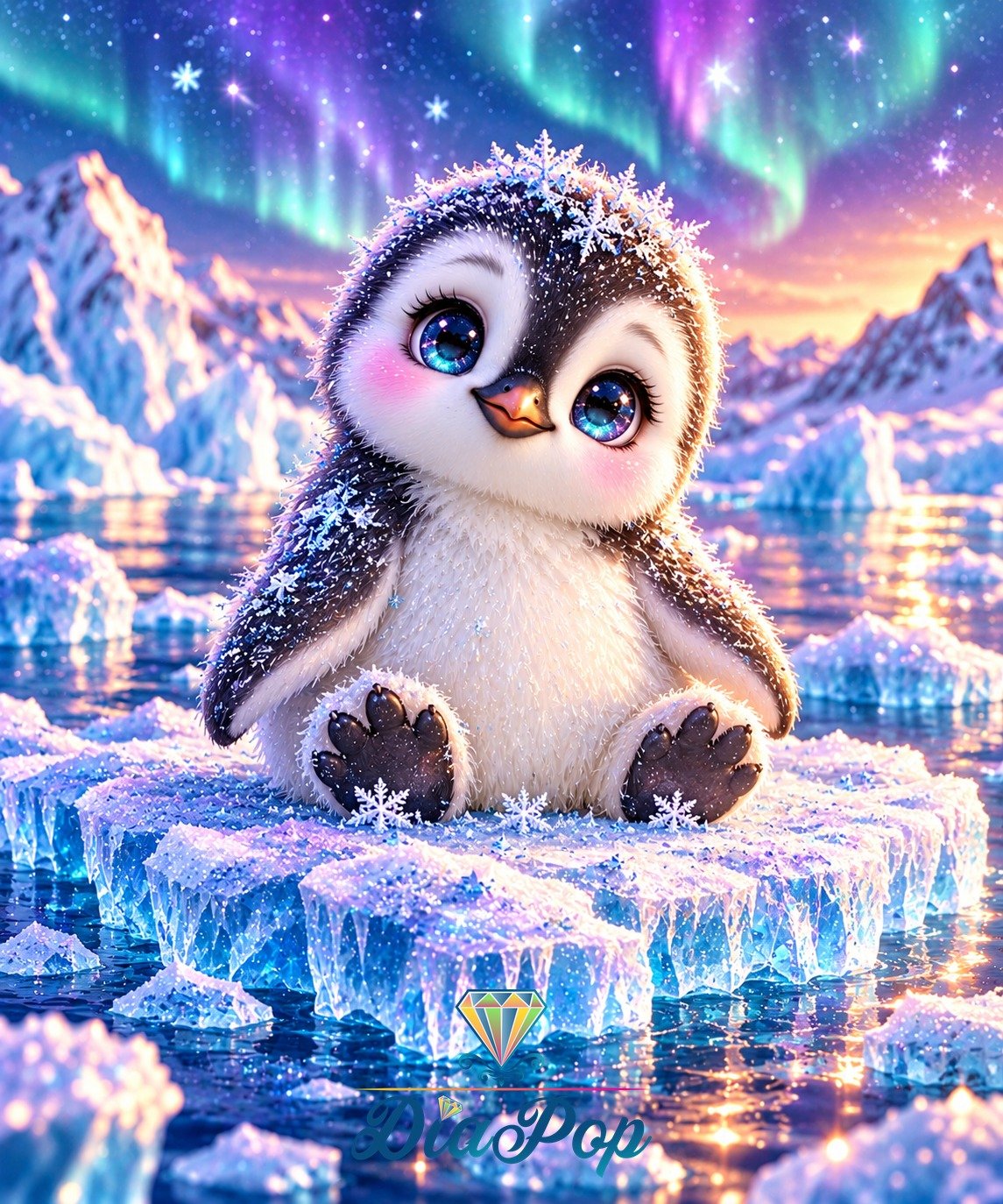Diamond Painting - Tinkerangie - Glitzerküken im Polarlicht [Digital]
