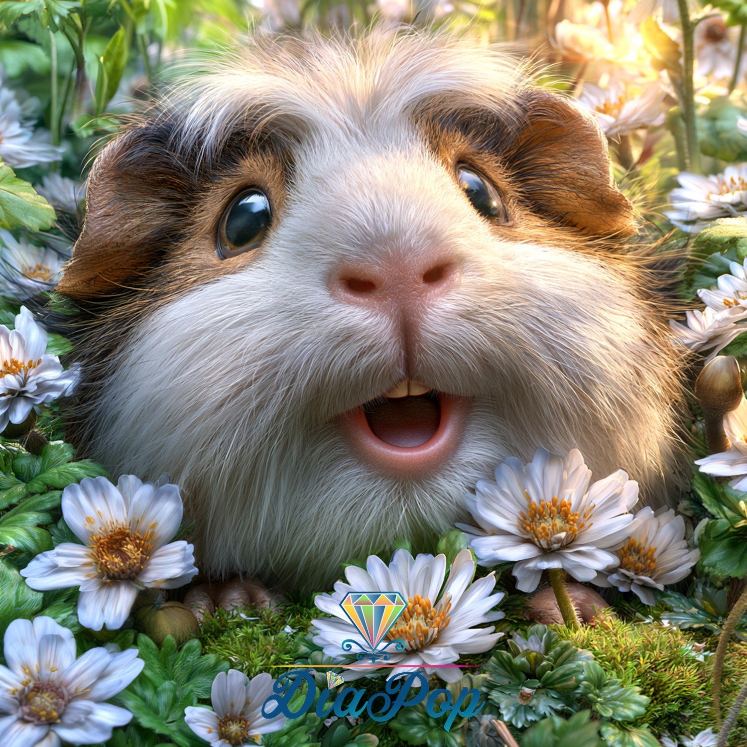 Diamond Painting - Elly_A.I - Schnuffelnase im Gänseblümchenmeer [Digital]
