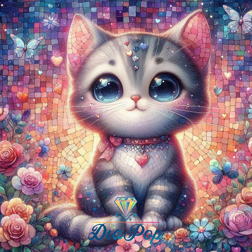 Diamond Painting - Tinkerangie - Glitzerkätzchen im Blütenzauber [Digital]